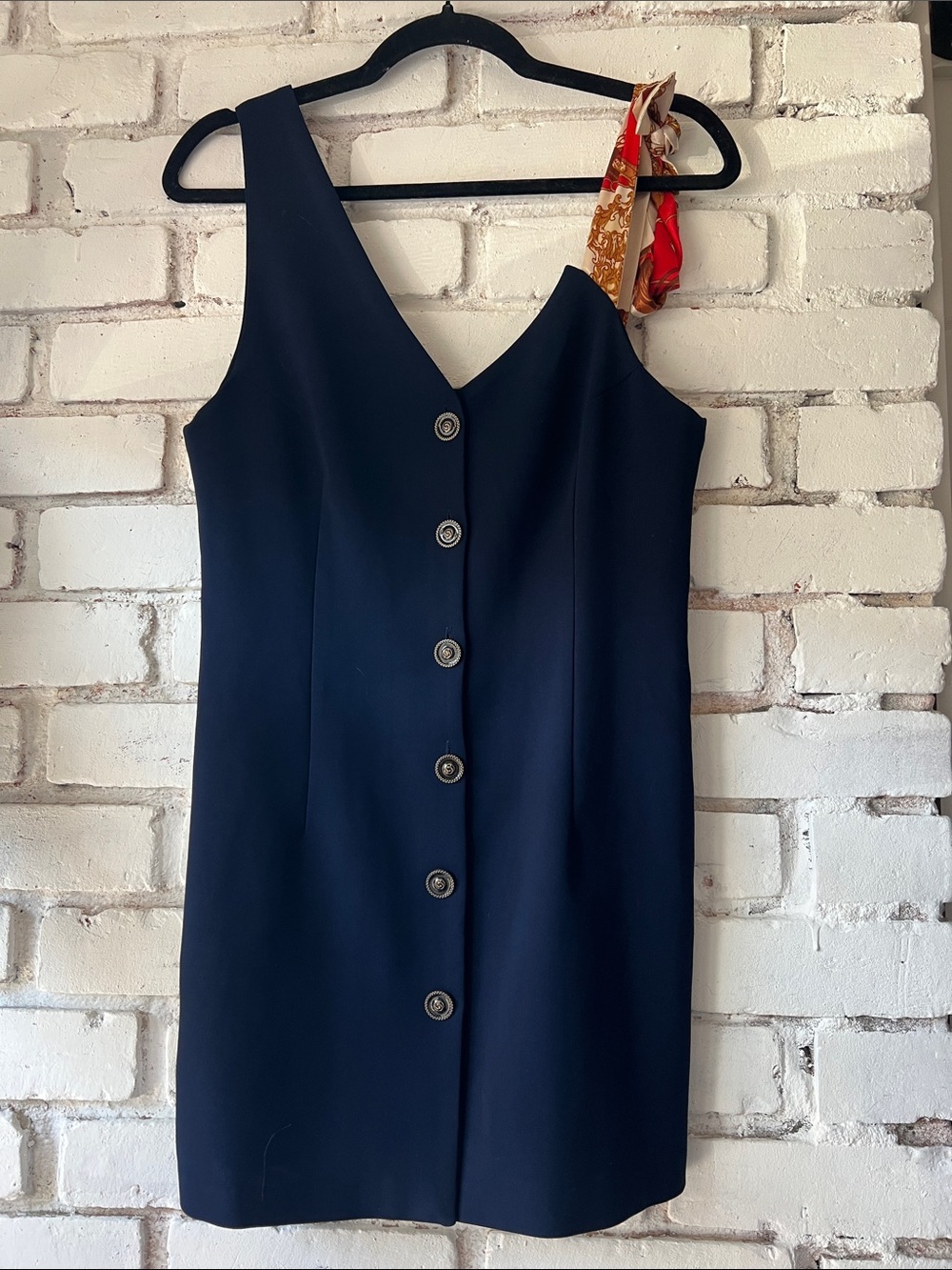 Elegant Navy Button-Down Dress STYLE NANDA dark navy button up vest dress